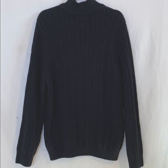 Black Sweater Pullover Cable with Zipper Neckline XXL - Picture 4 of 6